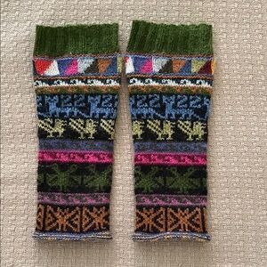 Soul Flower Fair Isle Pattern Knit Leg Warmers Fair Trade Made